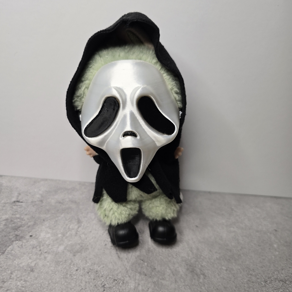 Labubu Costume with Silver Mask and Black Shoes